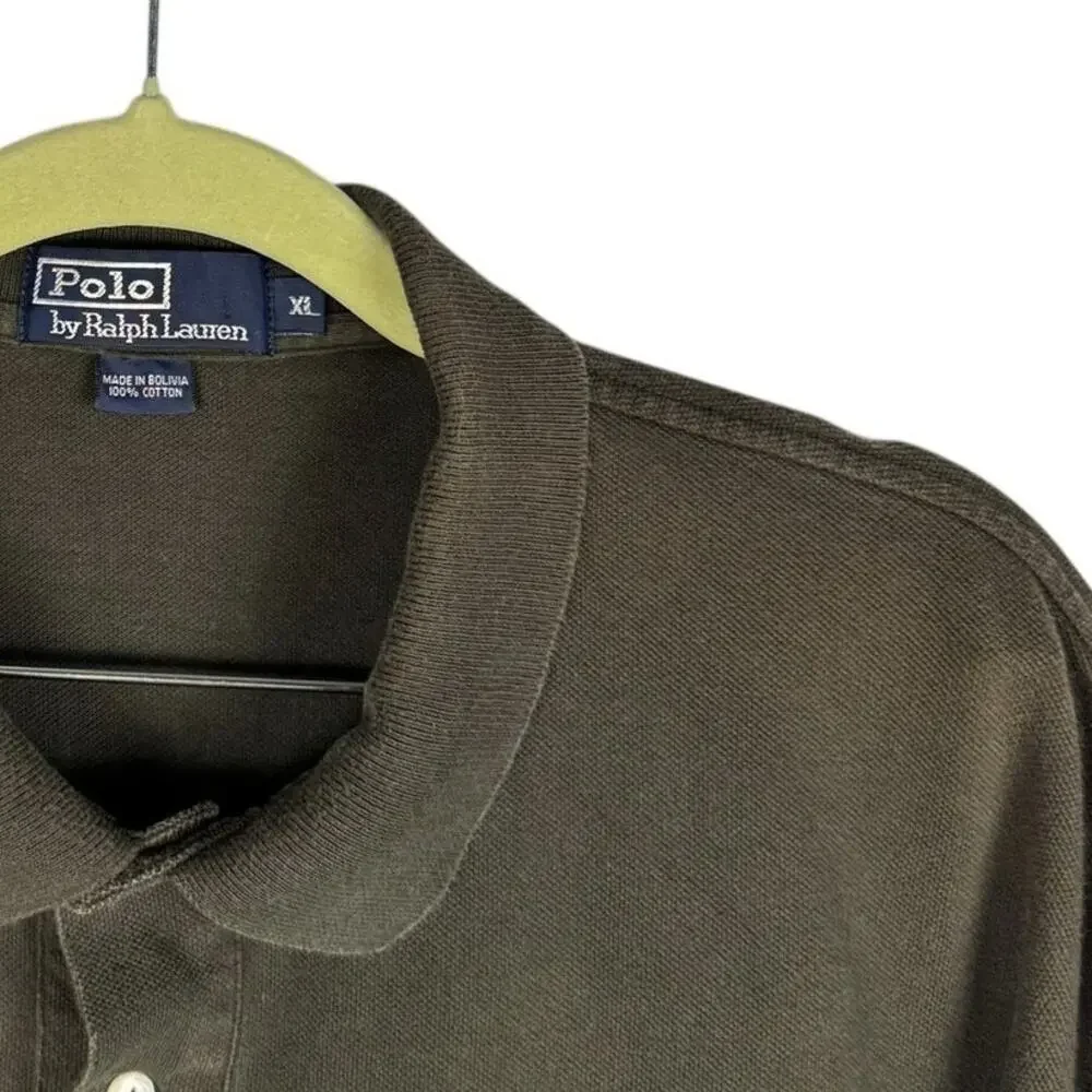 Polo‎ Ralph Lauren Green Cotton Classic Fit Collared Long Sleeve Top XL Vintage